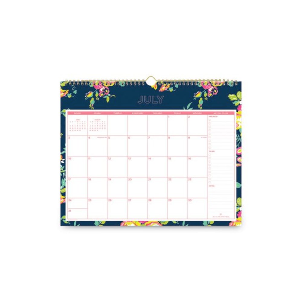 Day Designer Peyton Academic Wall Calendar, Floral Artwork, 15 x 12, White/Navy Sheets, 12-Month (July to June): 2025 to 2026. Picture 2