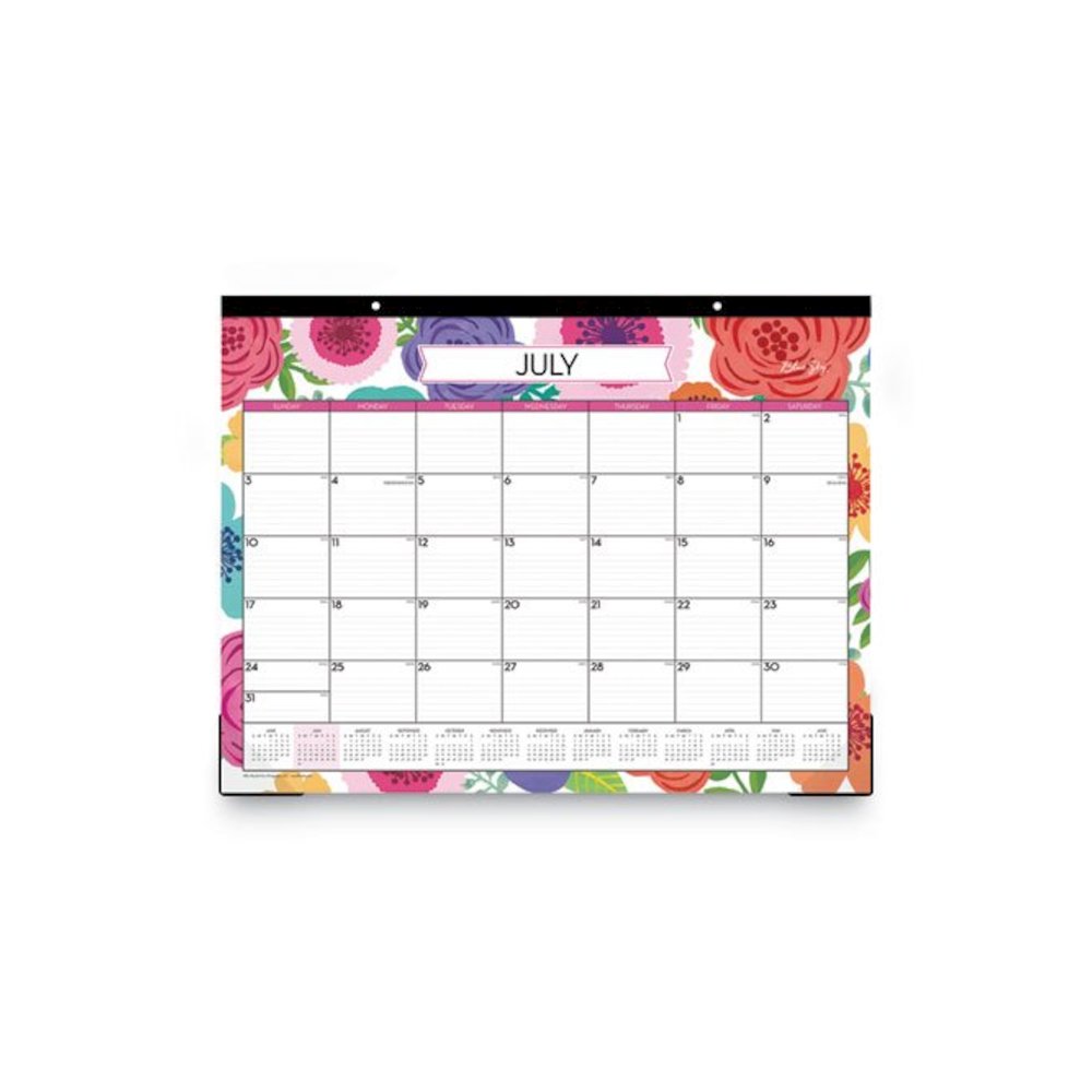 Mahalo Academic Desk Pad, Floral Artwork, 22 x 17, Black Binding, Clear Corners, 12-Month (July to June): 2025 to 2026. Picture 2