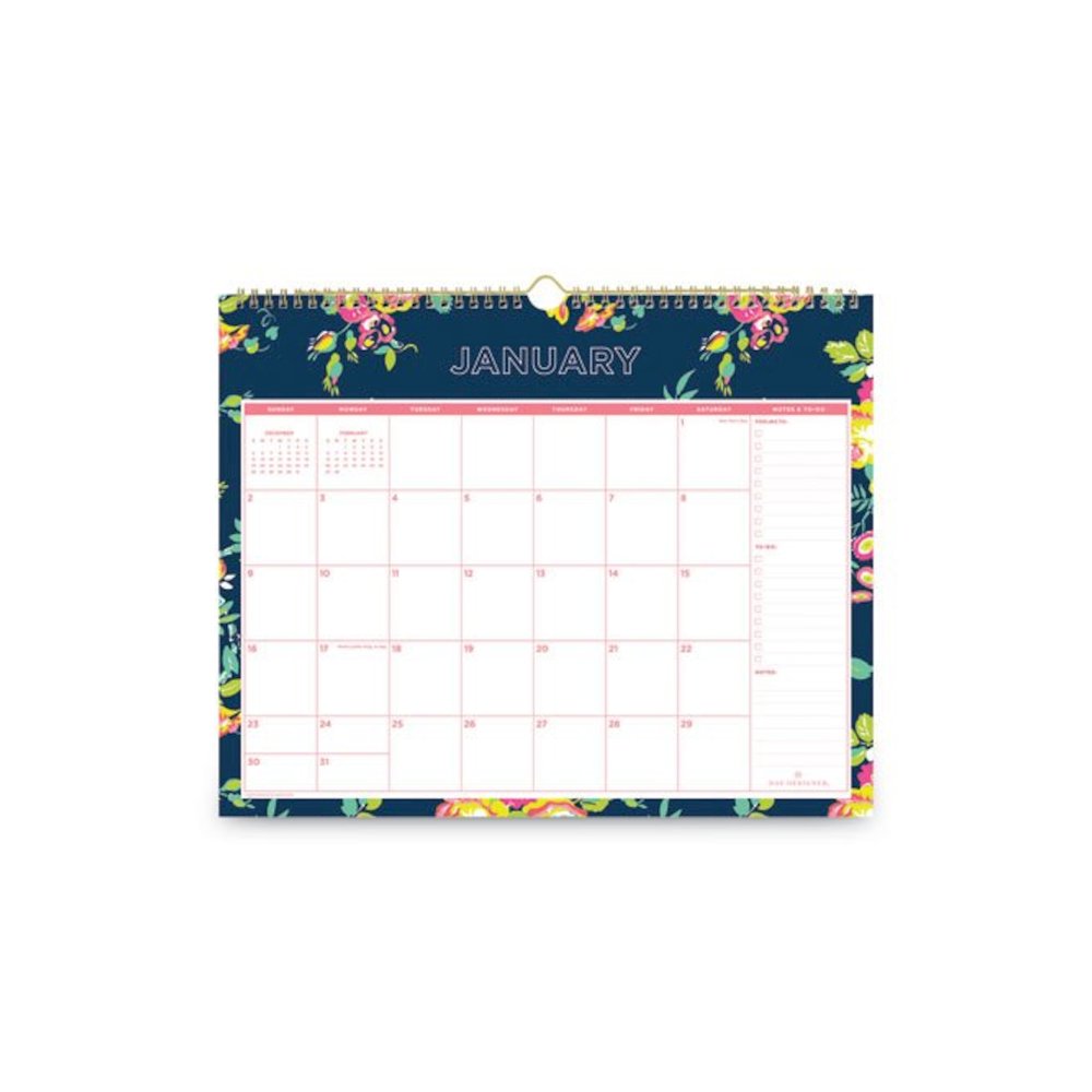 Day Designer Peyton Wall Calendar, Floral Artwork, 15 x 12, White/Navy Sheets, 12-Month (Jan to Dec): 2026. Picture 2