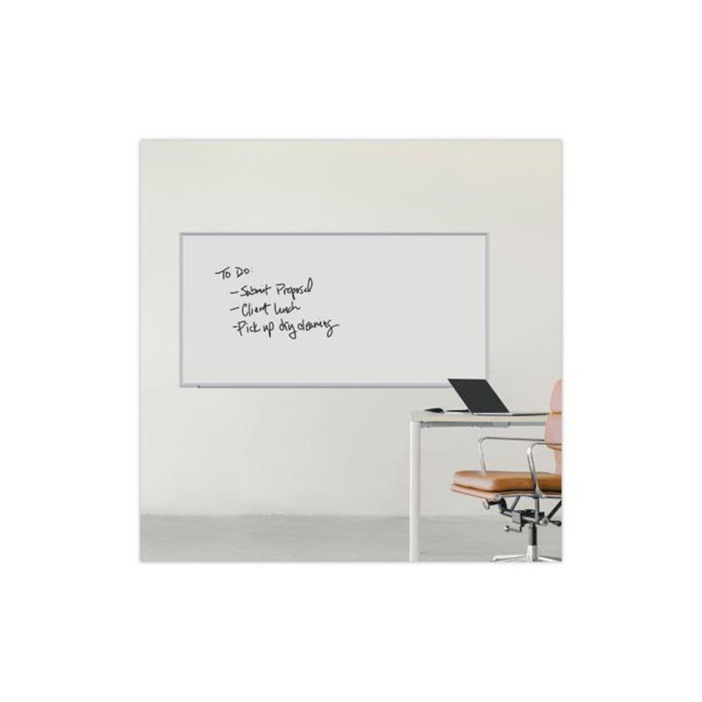 Deluxe Melamine Dry Erase Board, 96" x 48", White Surface, Anodized Aluminum Frame. Picture 6