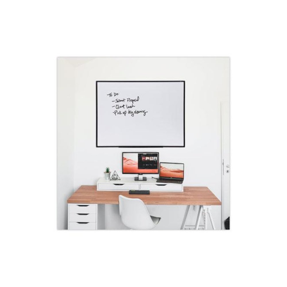 Design Series Deluxe Dry Erase Board, 48" x 36", White Surface, Black Anodized Aluminum Frame. Picture 6