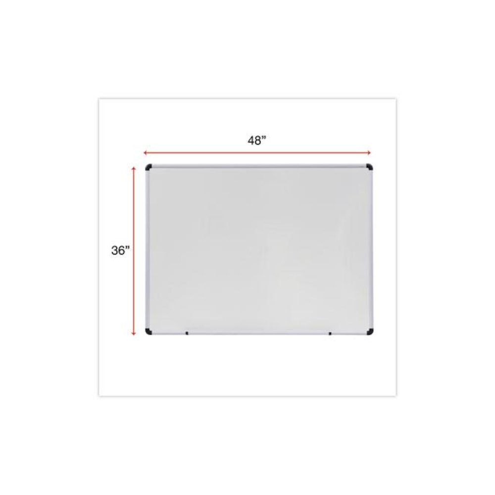 Modern Melamine Dry Erase Board with Aluminum Frame, 48" x 36", White Surface, Satin Aluminum Frame. Picture 3