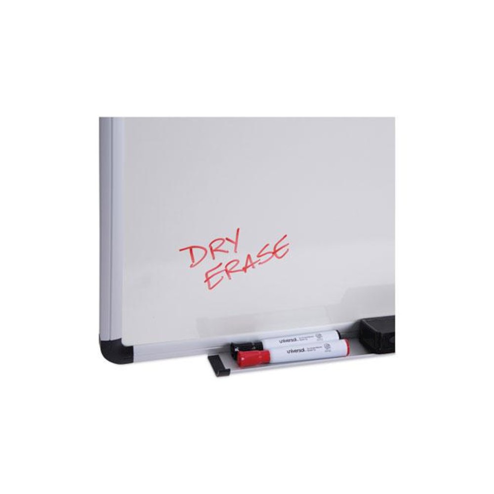 Modern Melamine Dry Erase Board with Aluminum Frame, 48" x 36", White Surface, Satin Aluminum Frame. Picture 7
