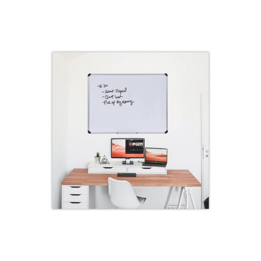 Magnetic Steel Dry Erase Marker Board, 48" x 36", White Surface, Satin Aluminum Frame. Picture 6