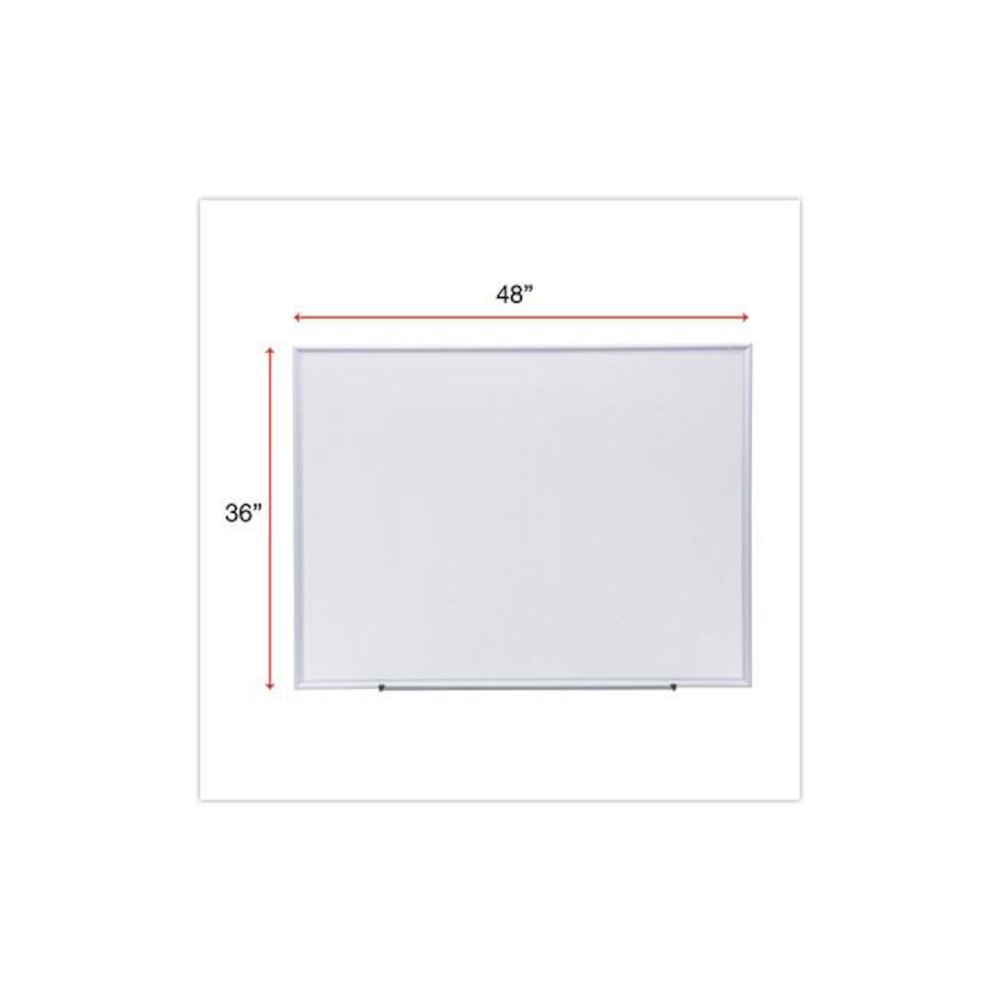 Deluxe Melamine Dry Erase Board, 48" x 36", White Surface, Satin Aluminum Frame. Picture 3
