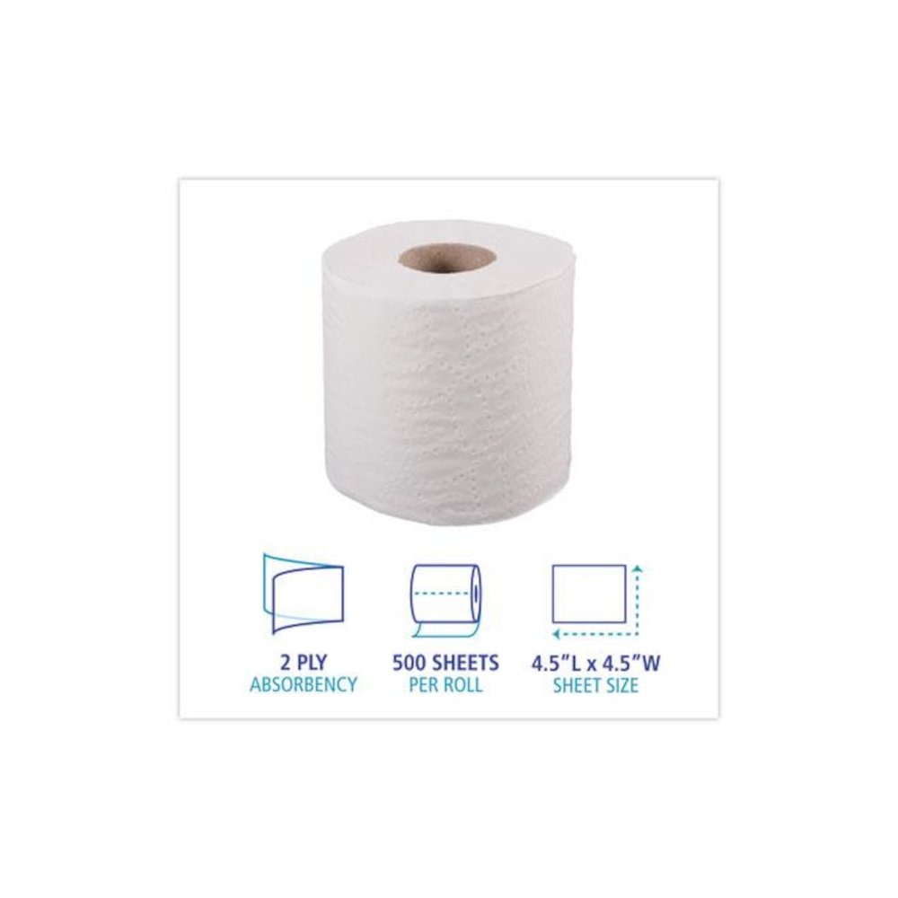 One-Ply Toilet Tissue, Septic Safe, White, 1,000 Sheets/Roll, 96 Rolls/Carton. Picture 3