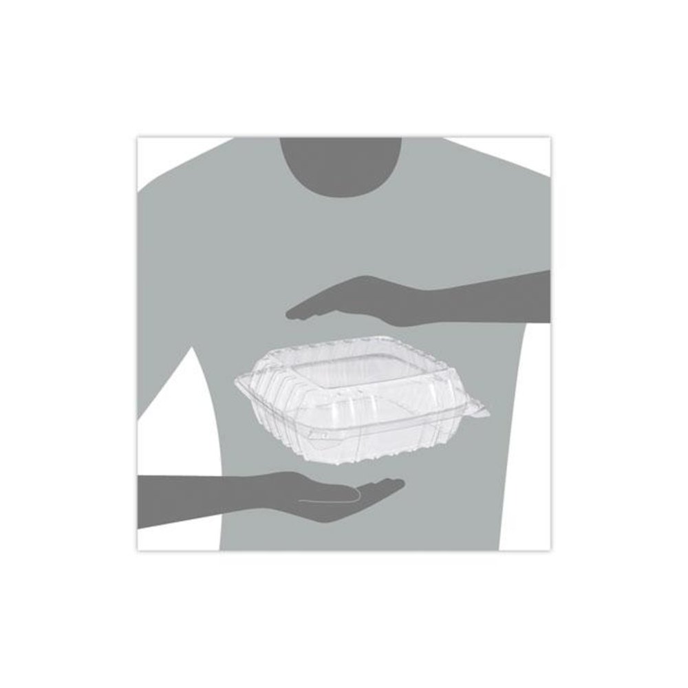 ClearSeal Hinged-Lid Plastic Containers, 8.3 x 8.3 x 3, Clear, Plastic, 250/Carton. Picture 6