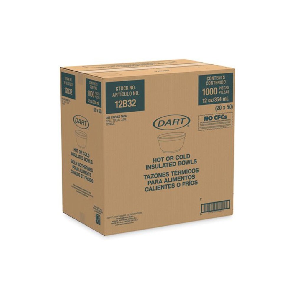Insulated Foam Bowls, 12 oz, White, 50/Pack, 20 Packs/Carton. Picture 3
