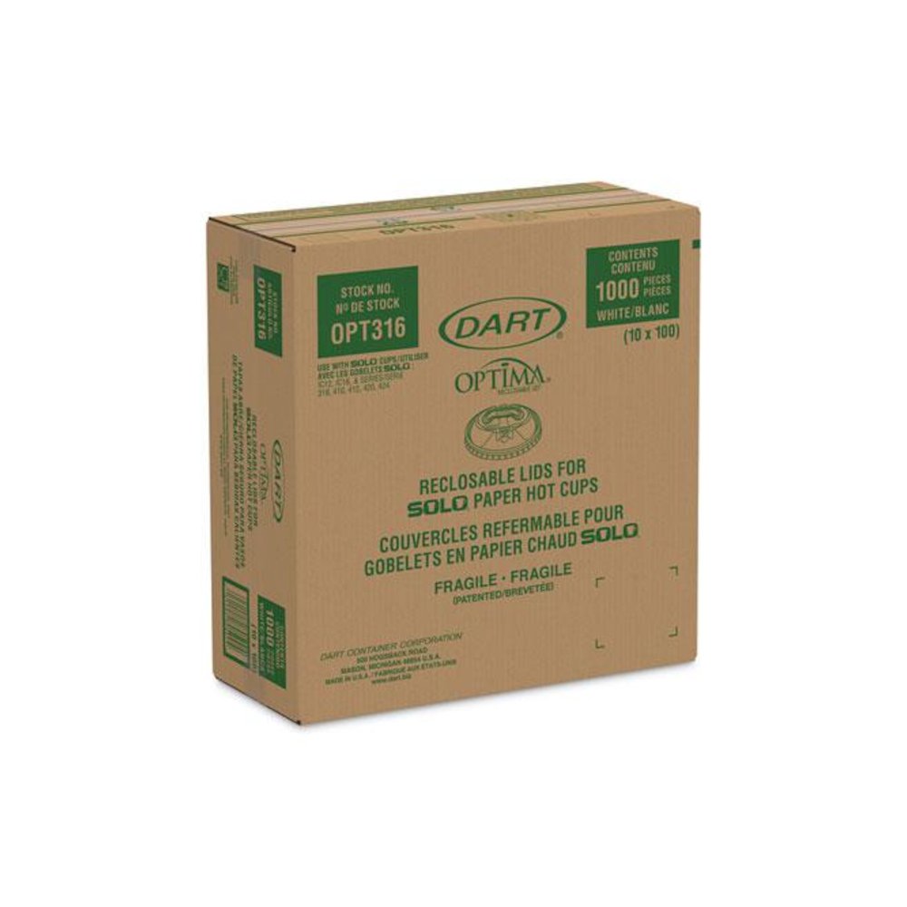 Optima Reclosable Lids for Hot Paper Cups, Fits 10 oz to 24 oz Hot Cups, Plastic, White, 1,000/Carton. Picture 2