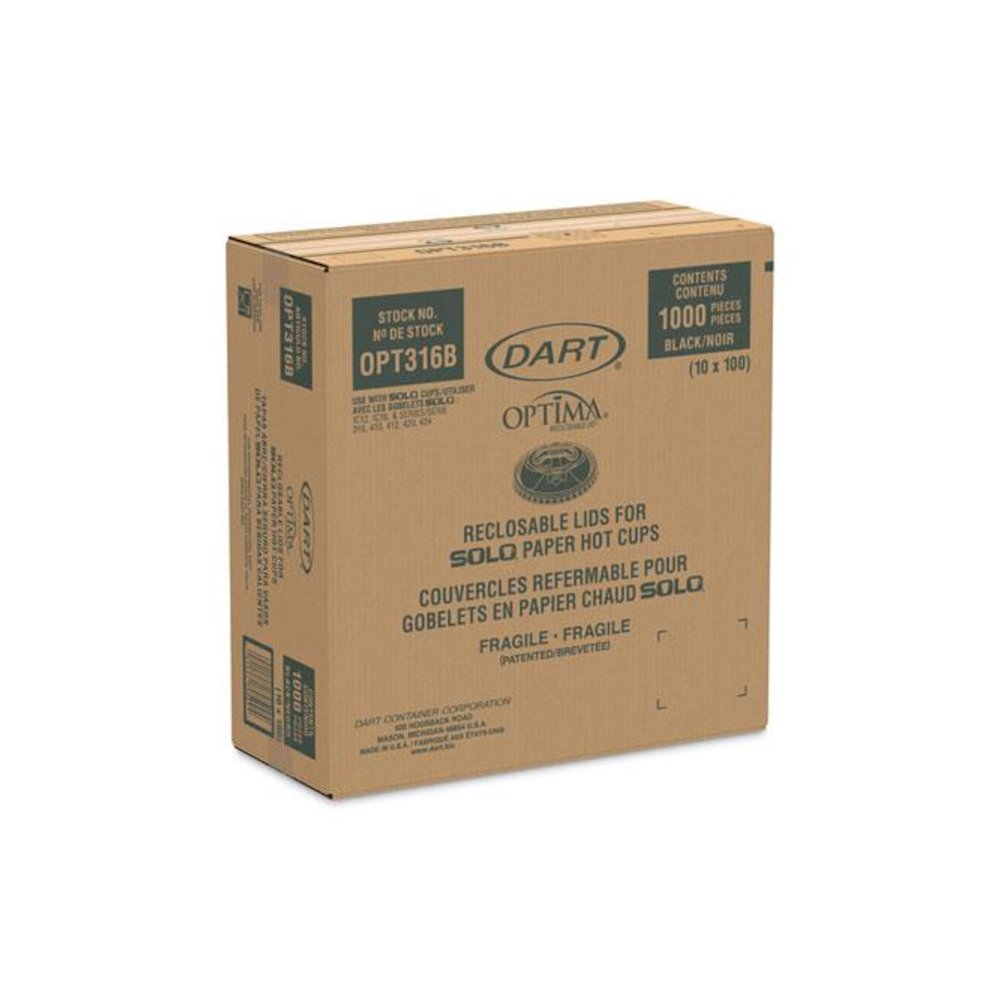 Optima Reclosable Lids for Hot Paper Cups, Fits 10 oz to 24 oz Hot Cups, Plastic, Black, 1,000/Carton. Picture 4