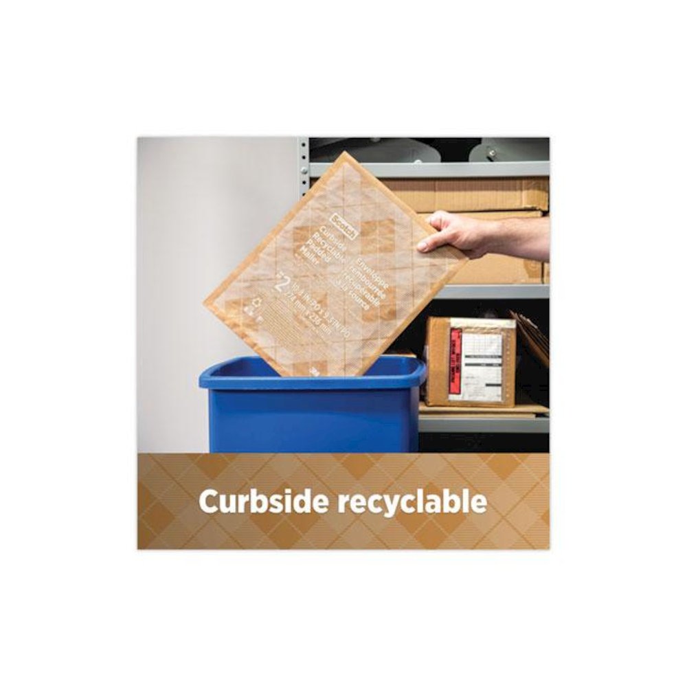 Curbside Recyclable Padded Mailer, #5, Bubble Cushion, Self-Adhesive Closure, 12 x 17.25, Natural Kraft, 100/Carton. Picture 9