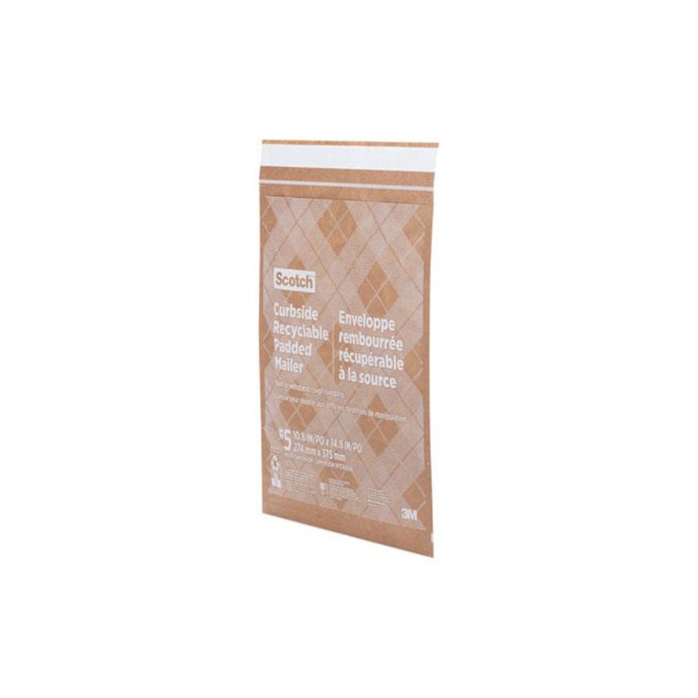 Curbside Recyclable Padded Mailer, #5, Bubble Cushion, Self-Adhesive Closure, 12 x 17.25, Natural Kraft, 100/Carton. Picture 4