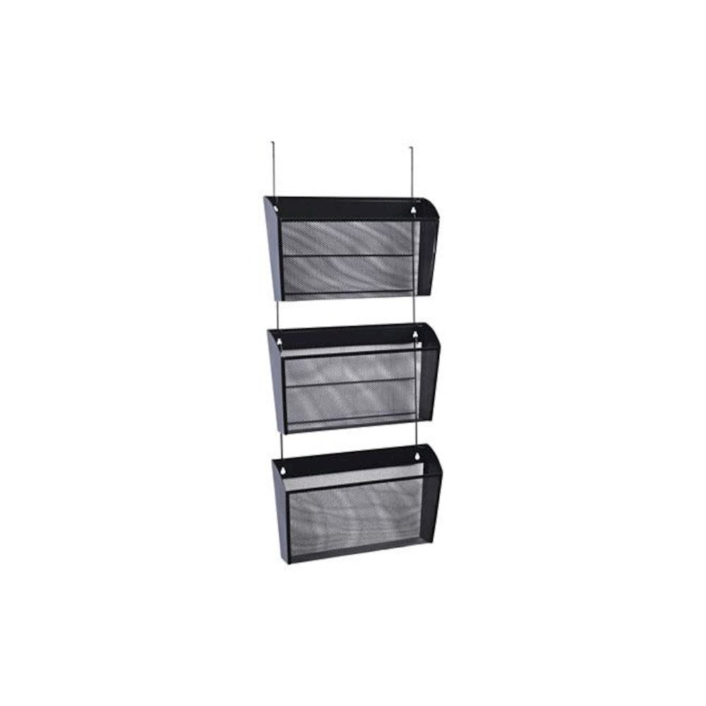 Mesh Three-Pack Wall Files, 3 Sections, Letter Size, 14.13" x 3.38" x 8.5", Black. Picture 7