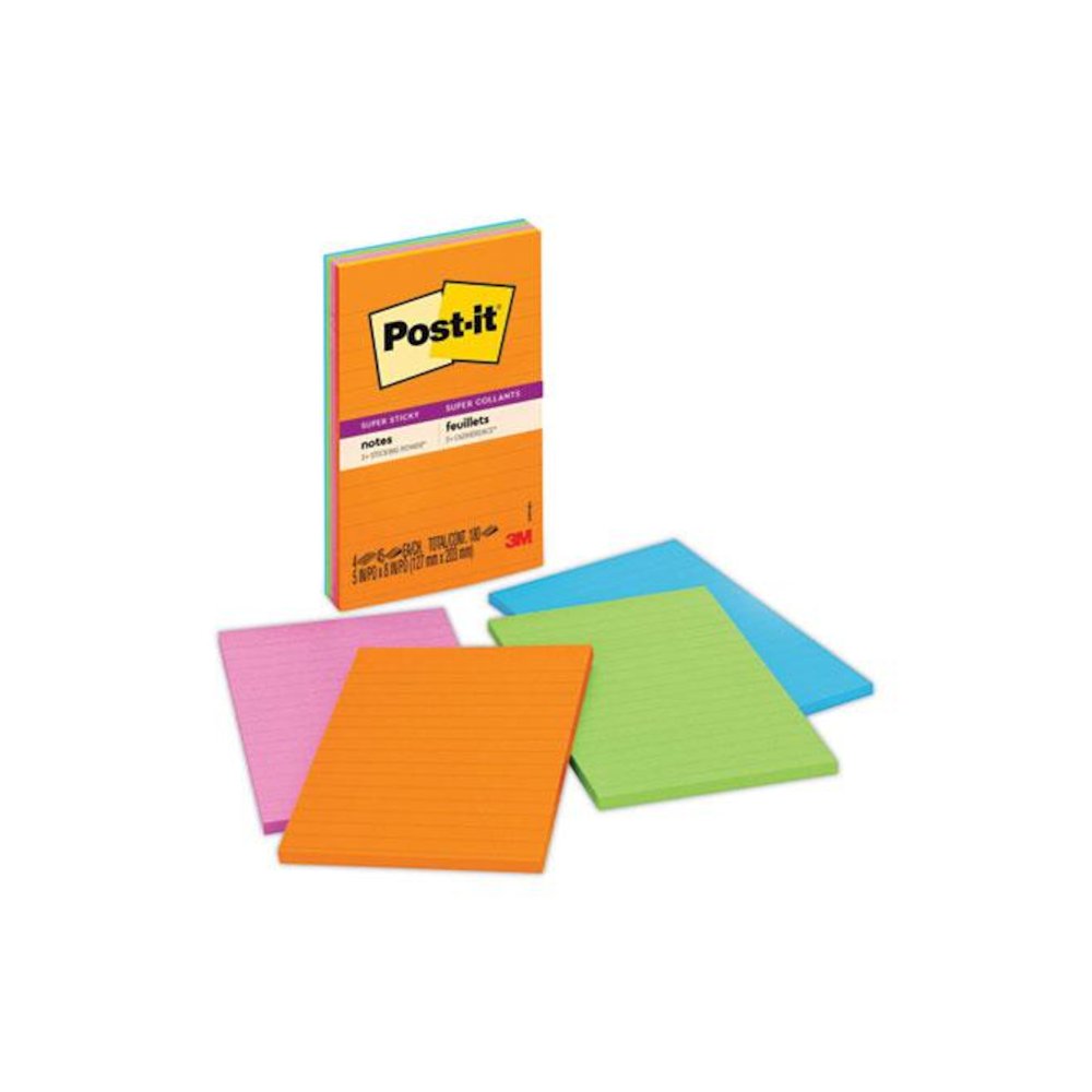 Pads in Energy Boost Collection Colors, Note Ruled, 5" x 8", 45 Sheets/Pad, 4 Pads/Pack. Picture 1