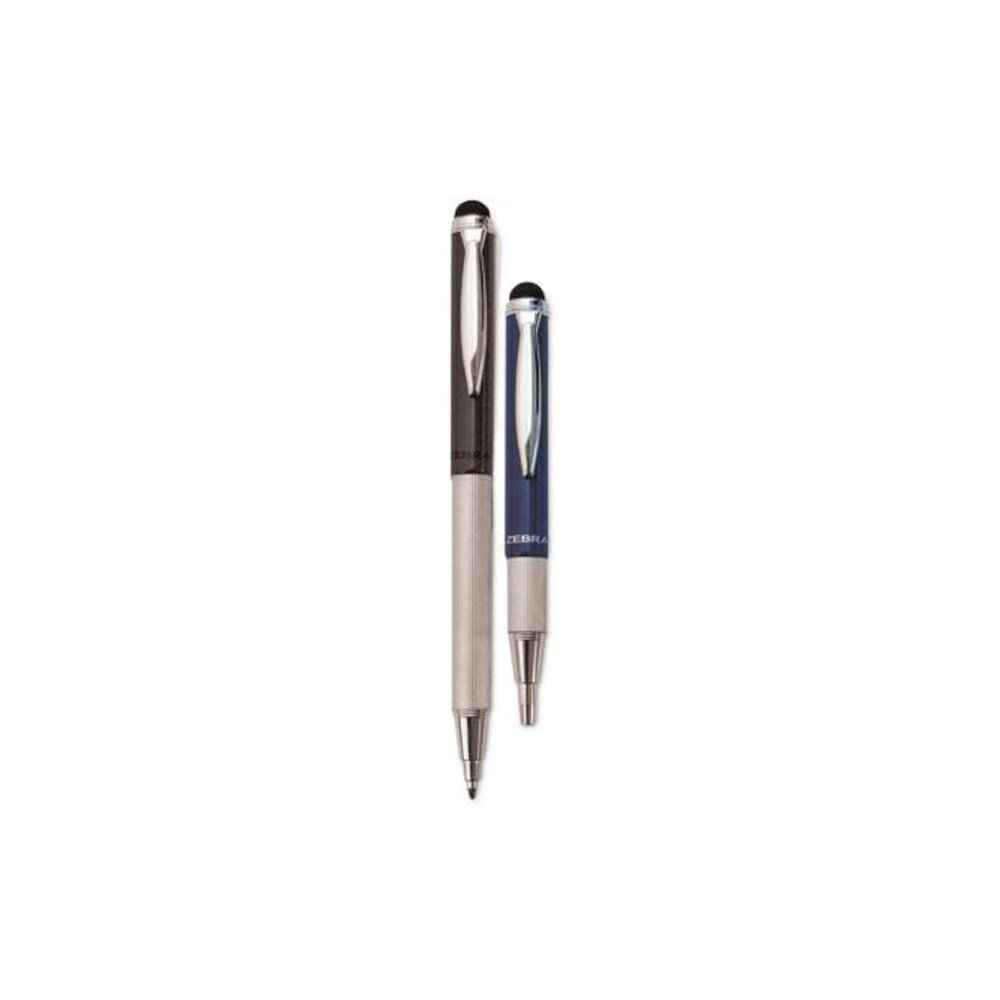 StylusPen Telescopic Ballpoint Pen/Stylus, Retractable, Medium 1 mm, Black Ink, Blue/Gray Barrel, 2/Pack. Picture 1