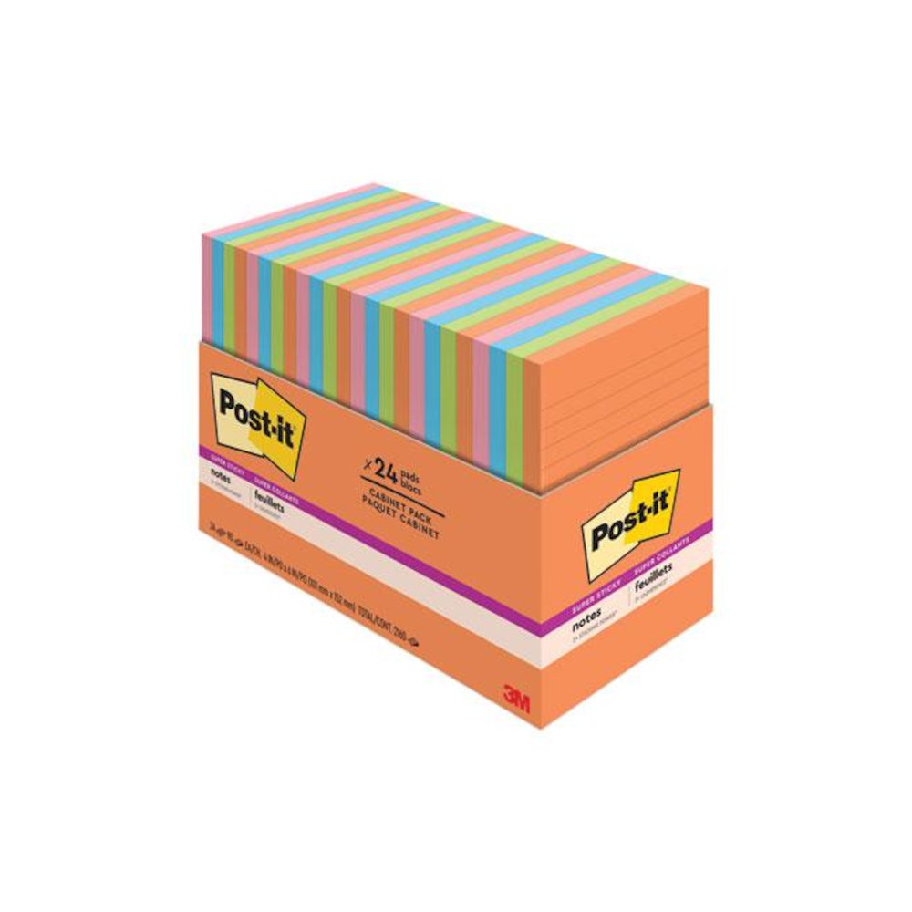 Pads in Energy Boost Collection Colors, Note Ruled, 4" x 6", 45 Sheets/Pad, 24 Pads/Pack. Picture 1