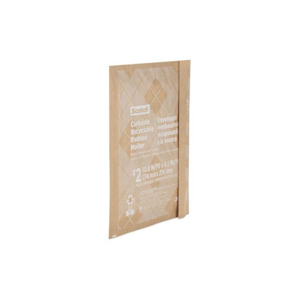 Curbside Recyclable Padded Mailer, #2, Bubble Cushion, Self-Adhesive Closure, 11.25 x 12, Natural Kraft, 100/Carton. Picture 4