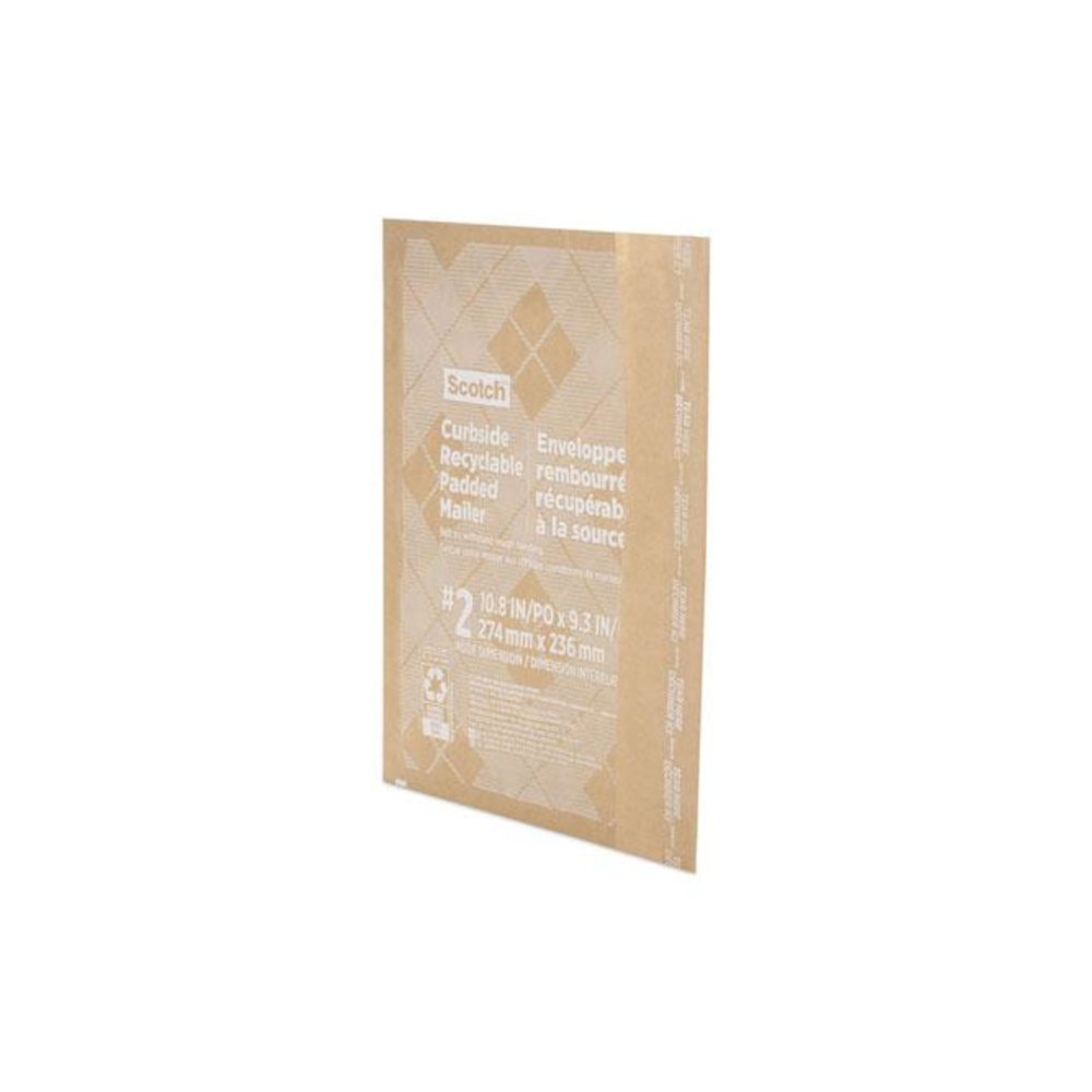 Curbside Recyclable Padded Mailer, #2, Bubble Cushion, Self-Adhesive Closure, 11.25 x 12, Natural Kraft, 100/Carton. Picture 3