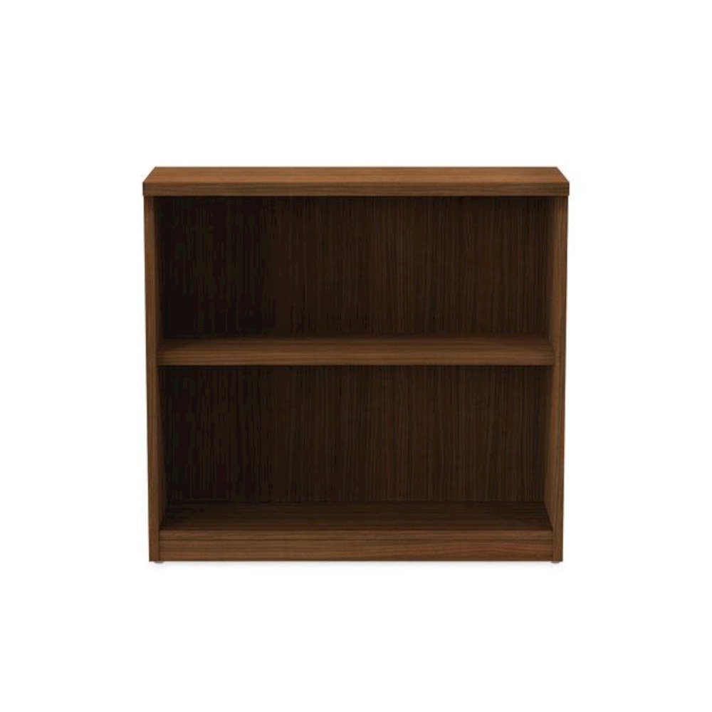 Alera Valencia Series Bookcase,Two-Shelf, 31.75w x 14d x 29.5h, Modern Walnut. Picture 7