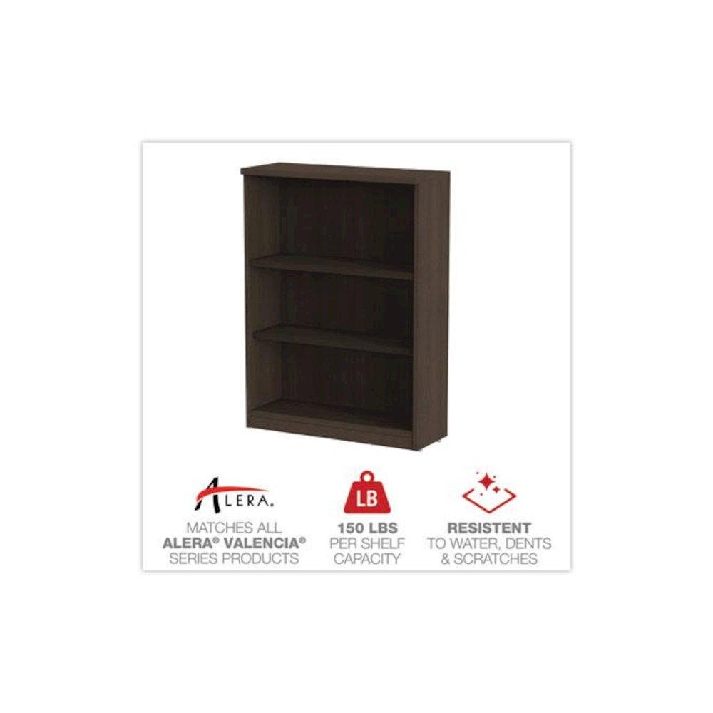 Alera Valencia Series Bookcase, Three-Shelf, 31.75w x 14d x 39.38h, Espresso. Picture 4