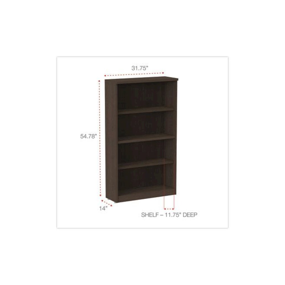 Alera Valencia Series Bookcase, Four-Shelf, 31.75w x 14d x 54.88h, Espresso. Picture 2