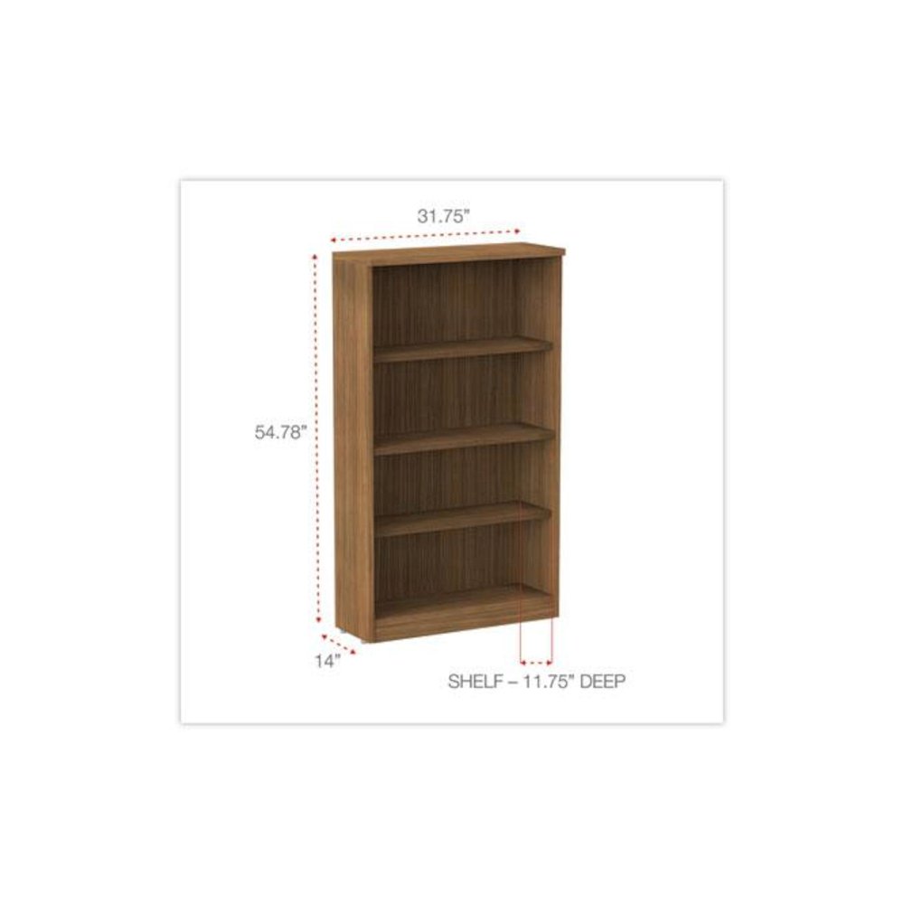 Alera Valencia Series Bookcase, Four-Shelf, 31.75w x 14d x 54.88h, Modern Walnut. Picture 2