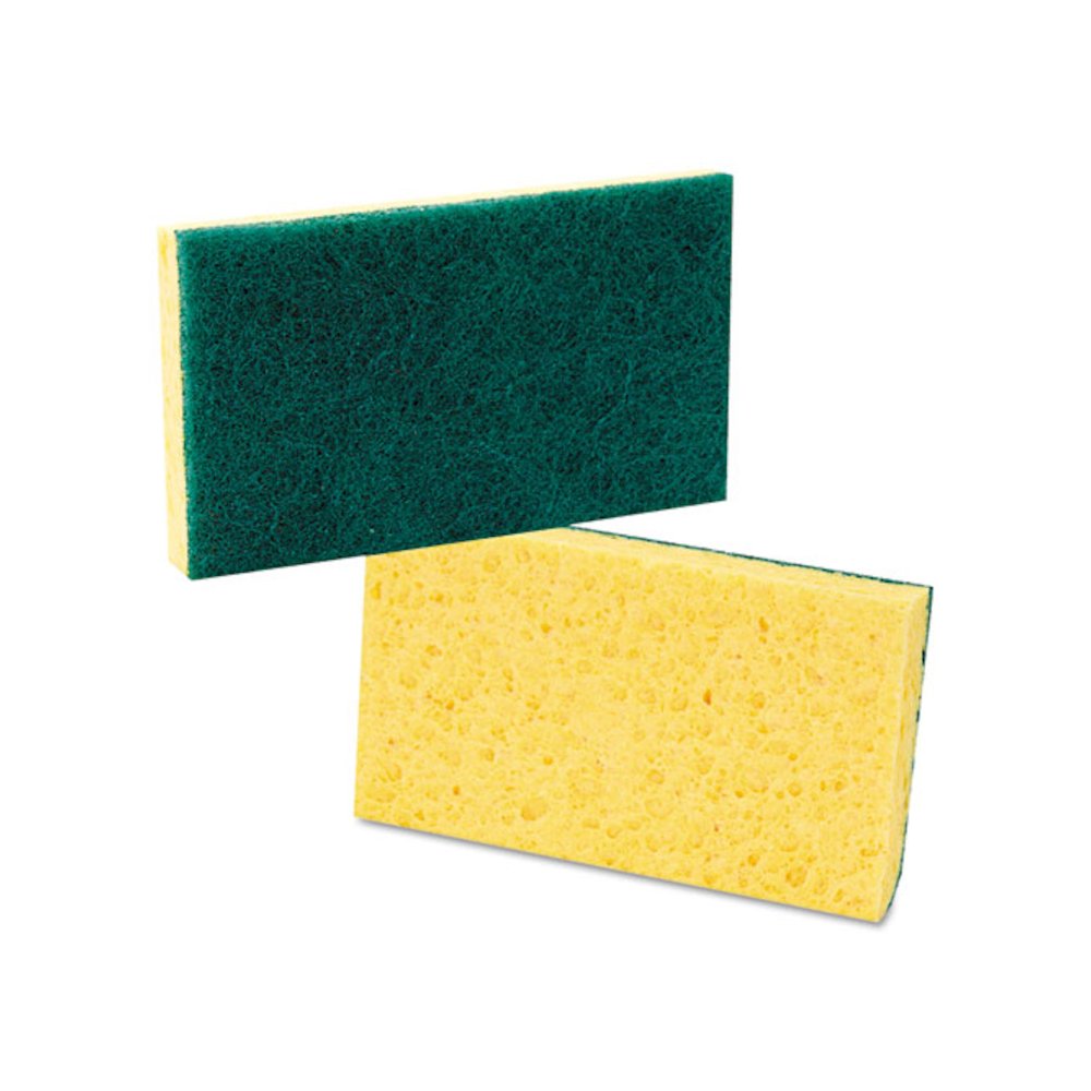 Scrubbing Sponge, Medium Duty, 3 3/5 x 6 1/10, Yellow/Green, 20/Carton. Picture 4