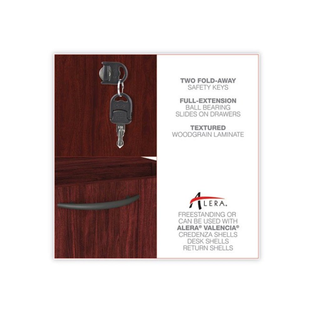 Alera Valencia Series Hanging Pedestal File, Left/Right, 2-Drawers: Box/File, Legal/Letter, Mahogany, 15.63" x 20.5" x 19.25". Picture 7