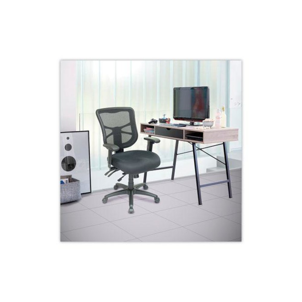 Alera Elusion Series Mesh Mid-Back Multifunction Chair, Prem Fabric, Supports Up to 275 lb, 17.7" to 21.4" Seat Height, Black. Picture 7