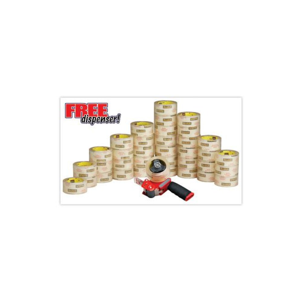 3750 Commercial Grade Packaging Tape with ST-181 Pistol-Grip Dispenser, 3" Core, 1.88" x 54.6 yds, Clear, 36/Carton. Picture 4