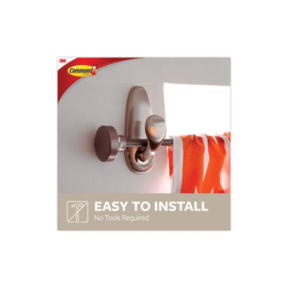 Adhesive Mount Metal Hook, Large, Brushed Nickel Finish, 5 lb Capacity, 1 Hook and 2 Strips/Pack. Picture 5