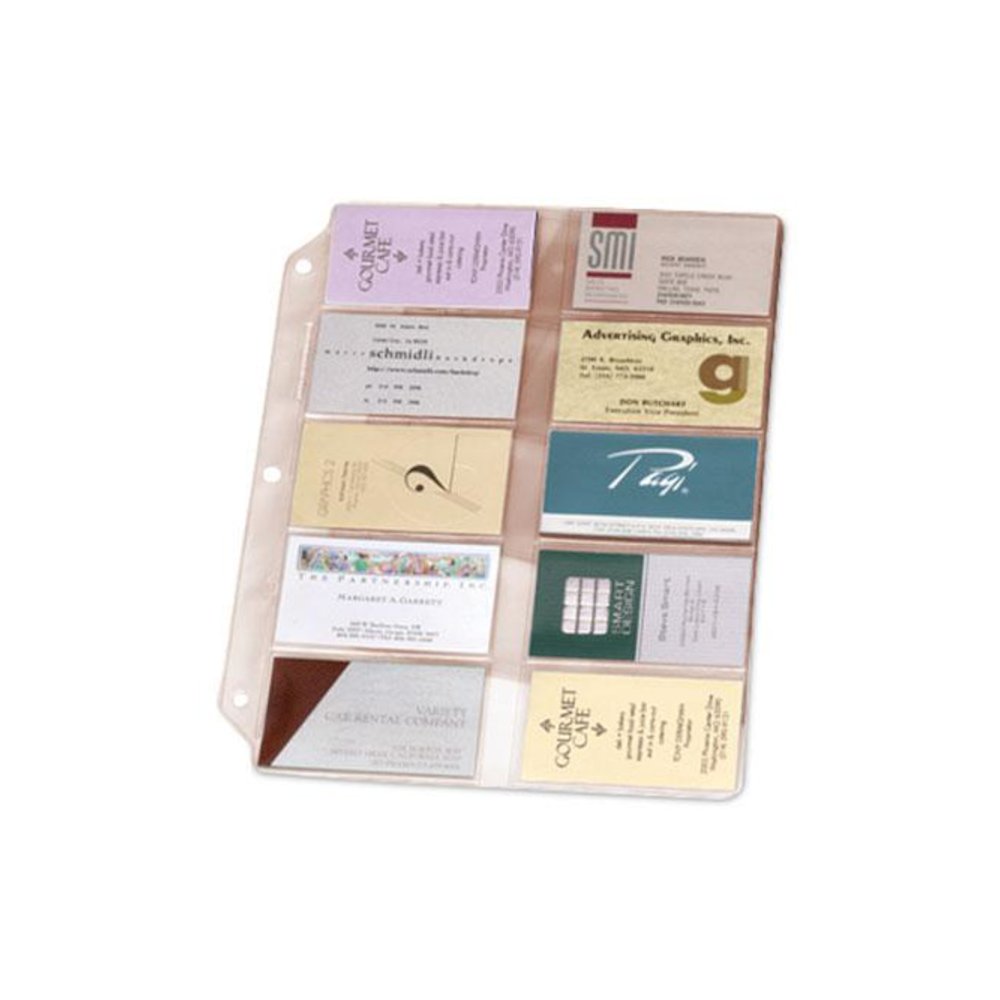 Business Card Refill Pages, For 2 x 3.5 Cards, Clear, 20 Cards/Sheet, 10 Sheets/Pack. Picture 1