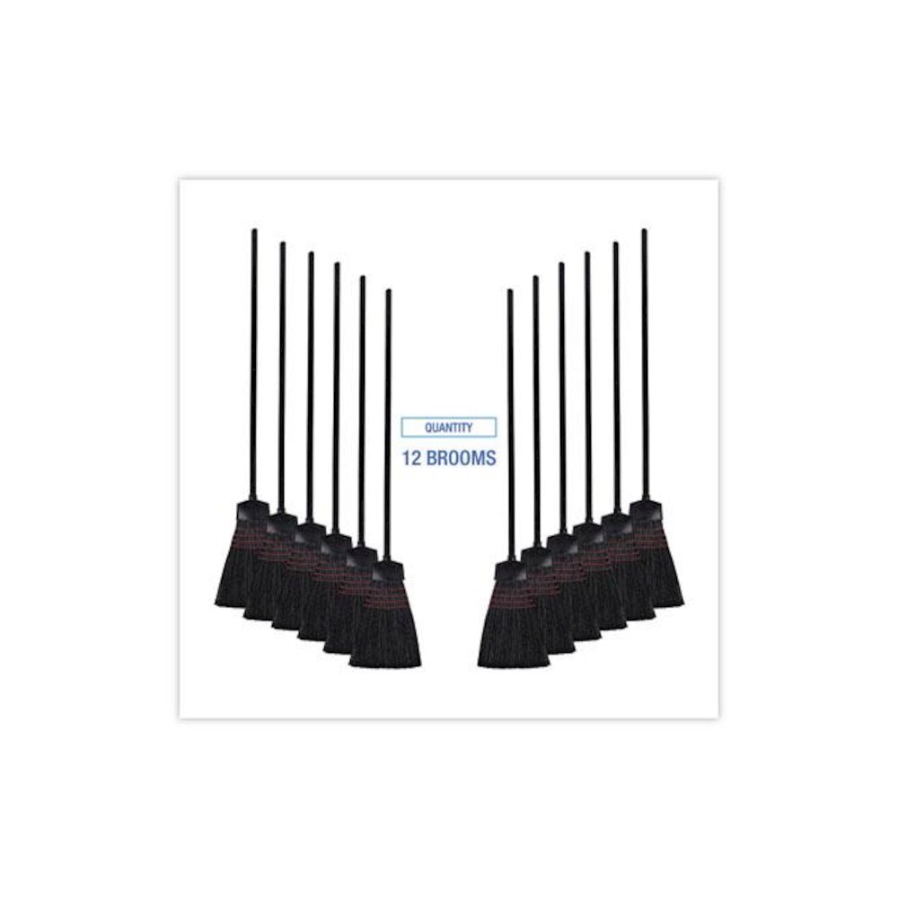 Maid Broom, Plastic Bristles, 54" Overall Length, Dozen. Picture 6