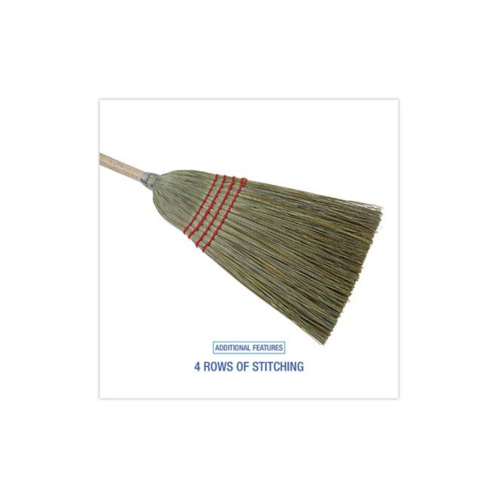 Mixed Fiber Maid Broom, Mixed Fiber Bristles, 55" Overall Length, Natural, 12/Carton. Picture 3