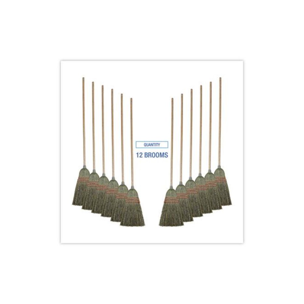 Mixed Fiber Maid Broom, Mixed Fiber Bristles, 55" Overall Length, Natural, 12/Carton. Picture 6
