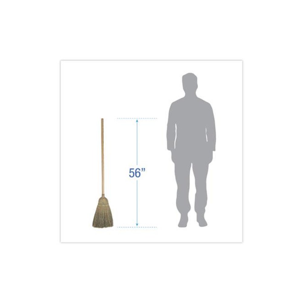 Warehouse Broom, Corn Fiber Bristles, 56" Overall Length, Natural, 12/Carton. Picture 2