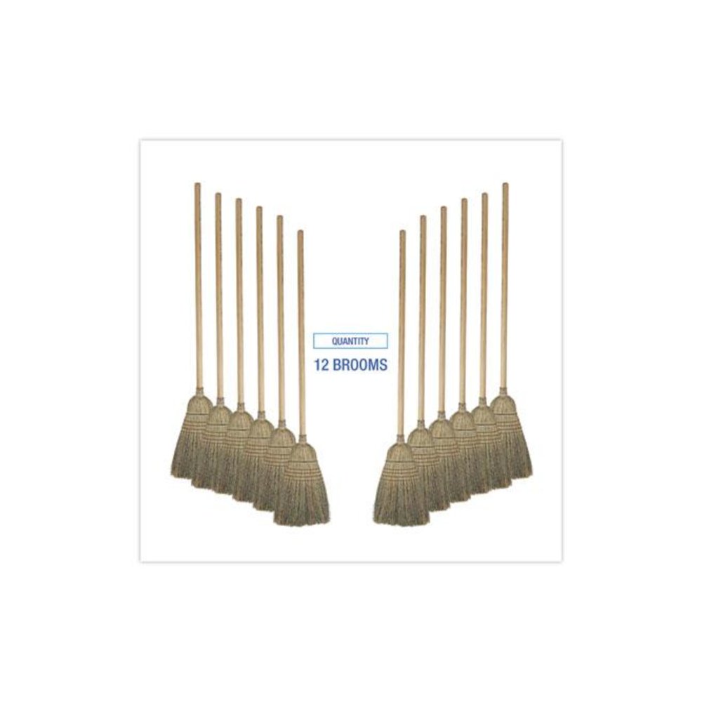 Warehouse Broom, Corn Fiber Bristles, 56" Overall Length, Natural, 12/Carton. Picture 6