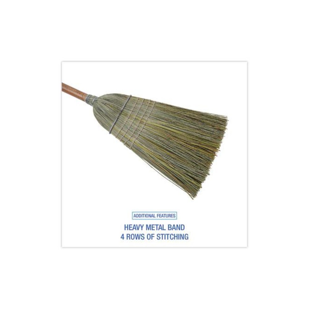 Warehouse Broom, Yucca Corn Fiber Bristles, 56" Overalll Length, Natural, 12/Carton. Picture 3