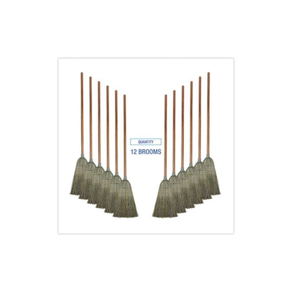 Warehouse Broom, Yucca Corn Fiber Bristles, 56" Overalll Length, Natural, 12/Carton. Picture 6