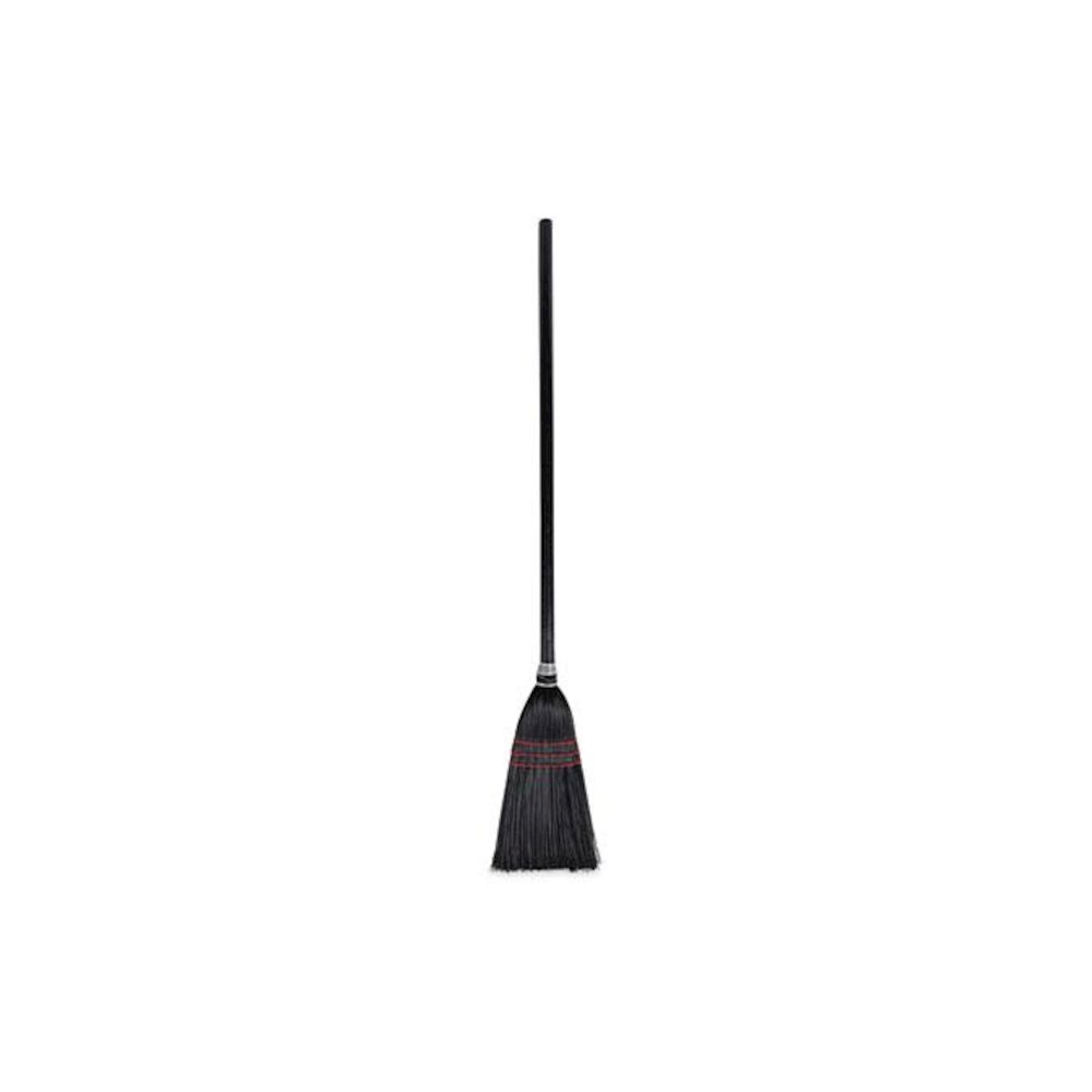 Flag Tipped Poly Lobby Brooms, Flag Tipped Poly Bristles, 38" Overall Length, Natural/Black, 12/Carton. Picture 1