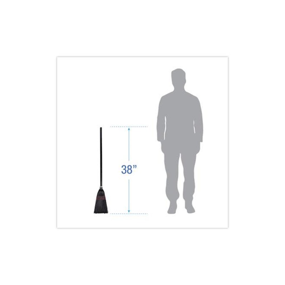 Flag Tipped Poly Lobby Brooms, Flag Tipped Poly Bristles, 38" Overall Length, Natural/Black, 12/Carton. Picture 2