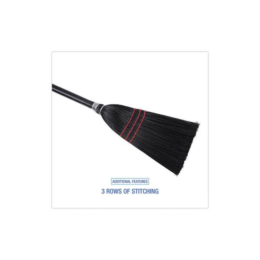 Flag Tipped Poly Lobby Brooms, Flag Tipped Poly Bristles, 38" Overall Length, Natural/Black, 12/Carton. Picture 3