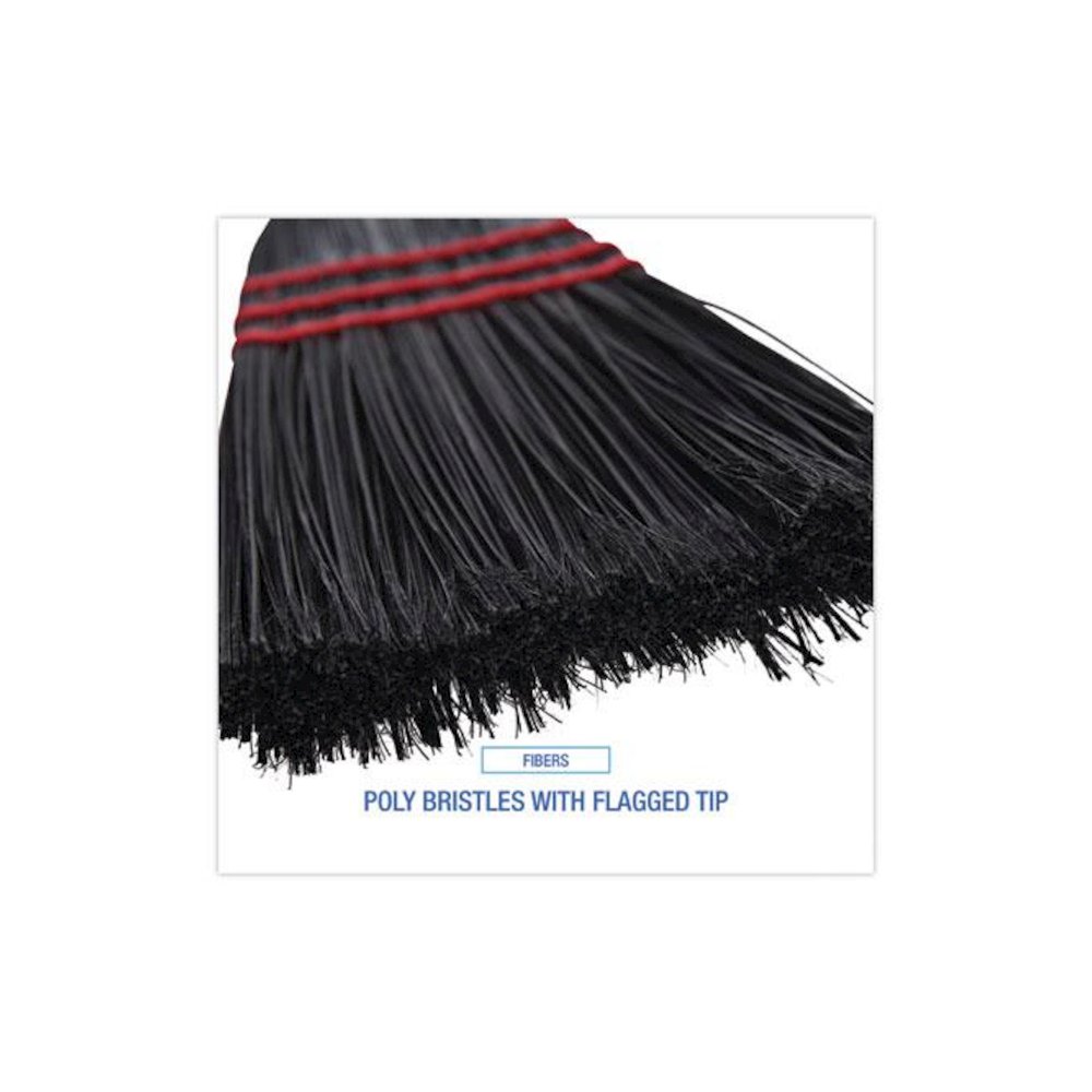 Flag Tipped Poly Lobby Brooms, Flag Tipped Poly Bristles, 38" Overall Length, Natural/Black, 12/Carton. Picture 4