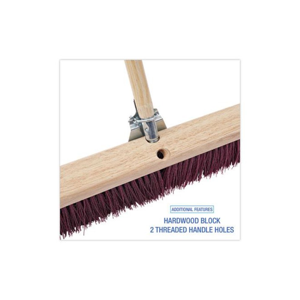 Floor Brush Head, 3.25" Maroon Stiff Polypropylene Bristles, 36" Brush. Picture 3