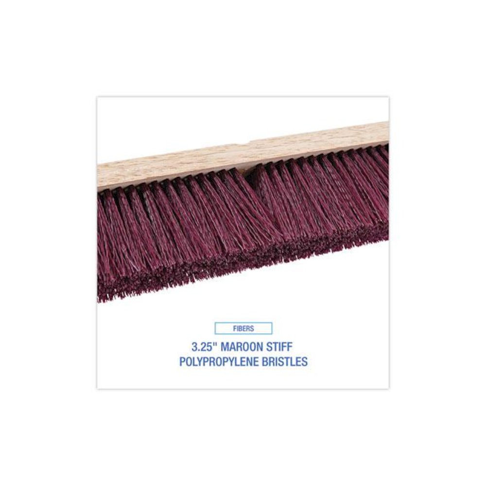 Floor Brush Head, 3.25" Maroon Stiff Polypropylene Bristles, 36" Brush. Picture 4