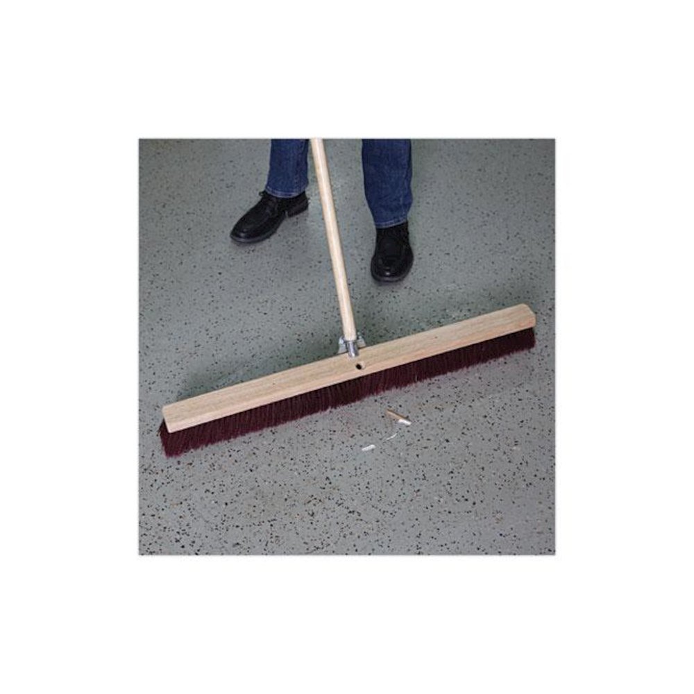 Floor Brush Head, 3.25" Maroon Stiff Polypropylene Bristles, 36" Brush. Picture 5