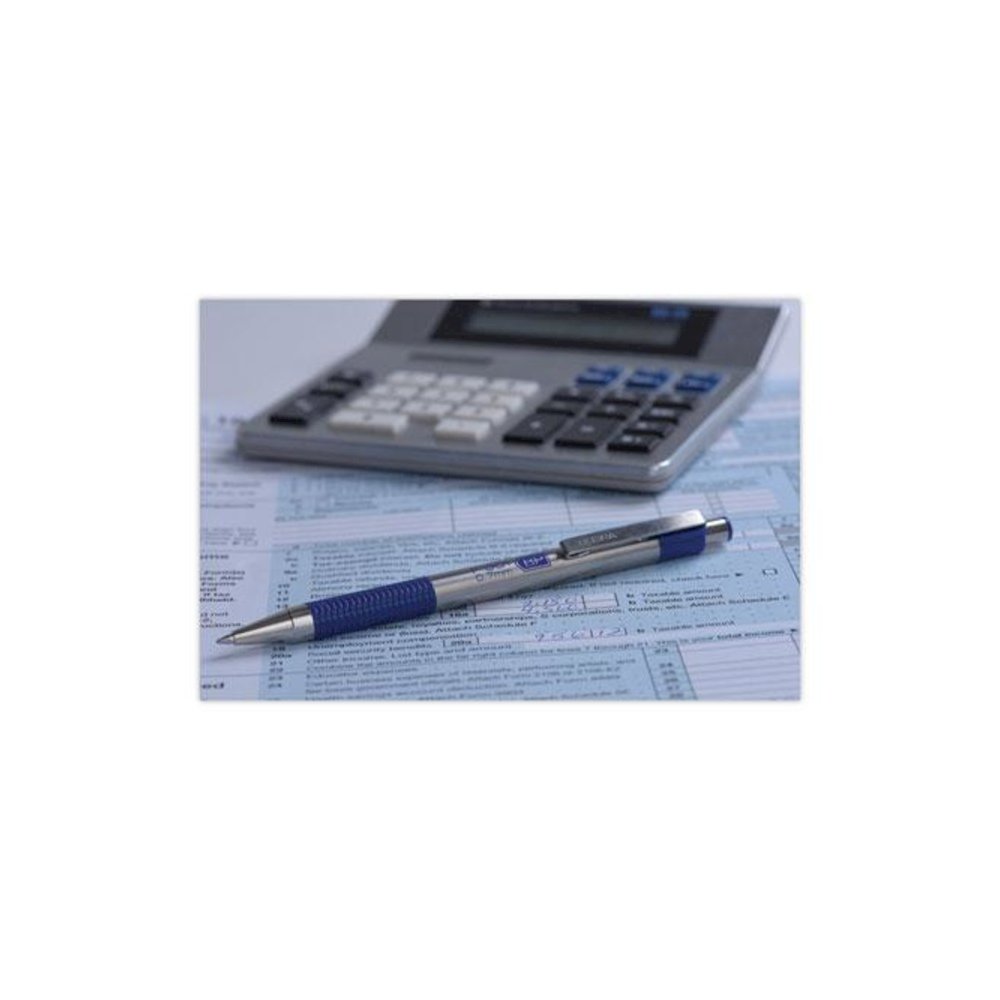 F-301 Ballpoint Pen, Retractable, Fine 0.7 mm, Blue Ink, Stainless Steel/Blue Barrel. Picture 5