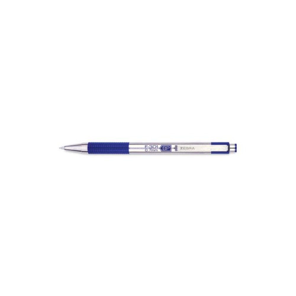 F-301 Ballpoint Pen, Retractable, Fine 0.7 mm, Blue Ink, Stainless Steel/Blue Barrel. Picture 2