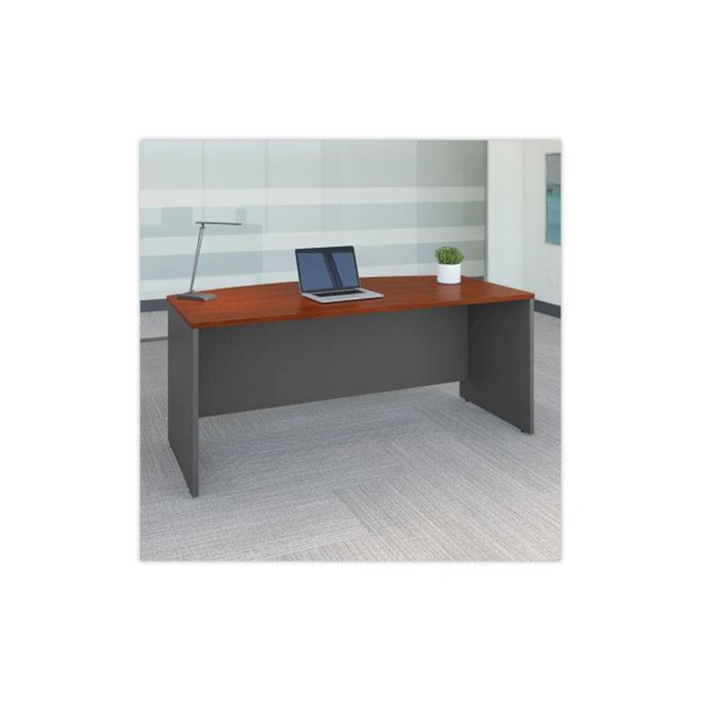 Series C Collection Bow Front Desk, 71.13" x 36.13" x 29.88", Hansen Cherry/Graphite Gray. Picture 2
