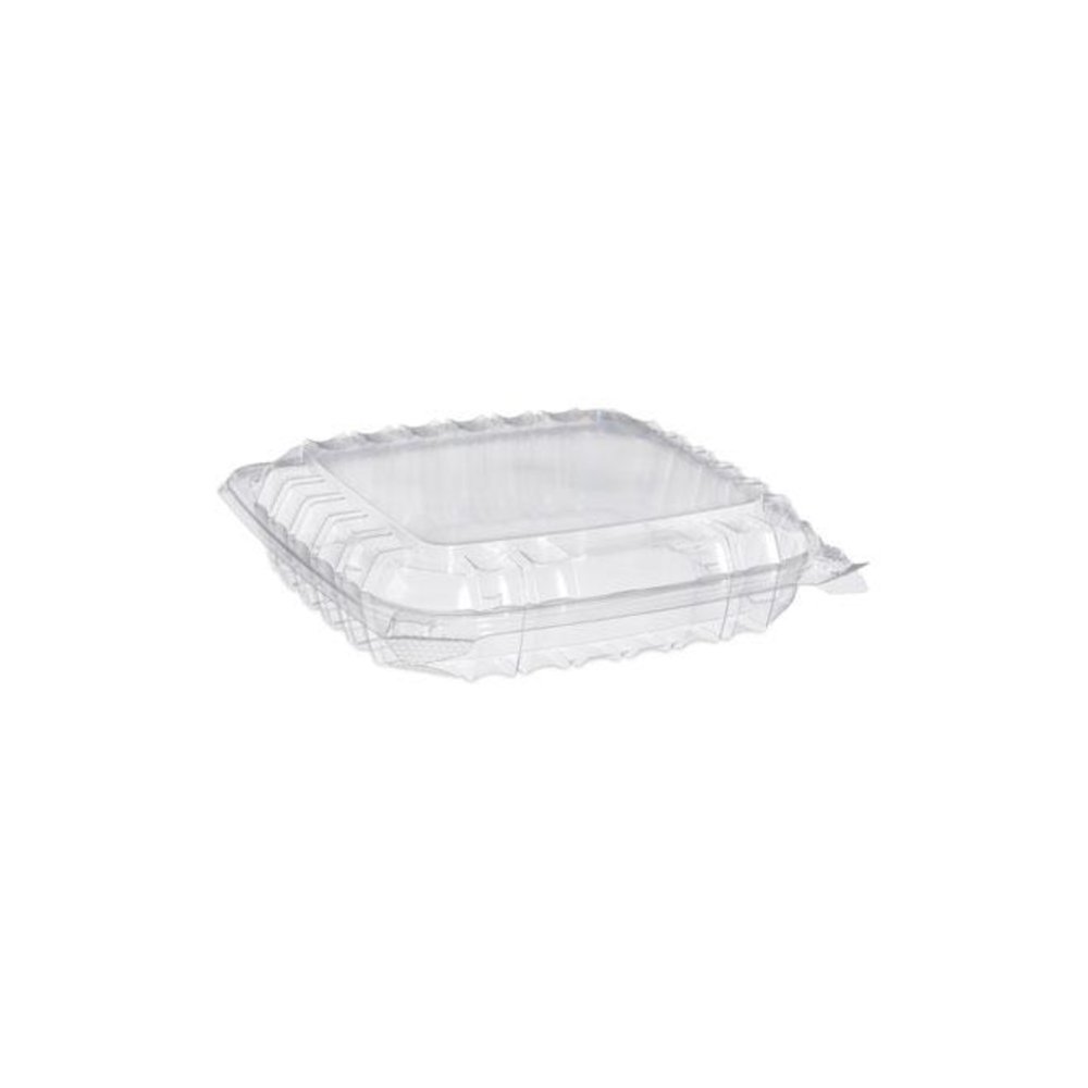 ClearSeal Hinged-Lid Plastic Containers, 8.31 x 8.31 x 2, Clear, Plastic, 125/Bag, 2 Bags/Carton. Picture 2